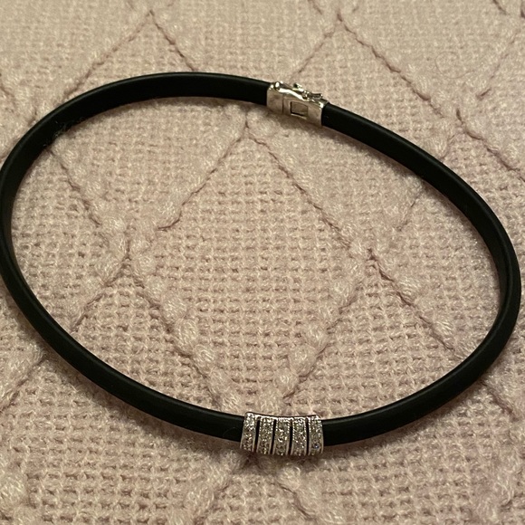 Costume necklace rubber choker CZ pendant slider - Picture 3 of 6